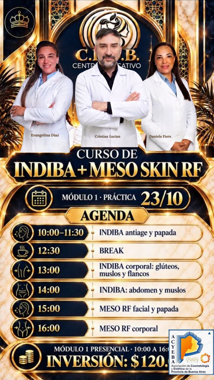 Flyer del Curso de INDIBA + MESO SKIN RF